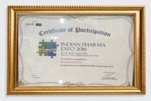 Indian Pharma EXPO 2016- certificate